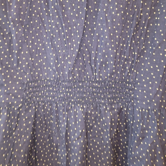 Laura Ashley vintage 3/4 sleeve polka dot midi dress blue yellow size 10 - Picture 8 of 12